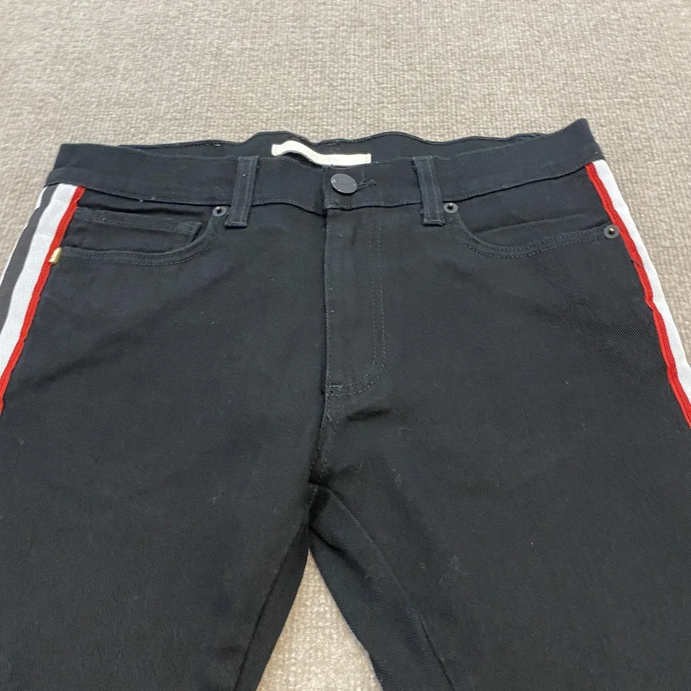 Golden Jeans Mens 30x30 Black Dark Wash Slim Skinny Stripe Denim Pants Ankle Zip